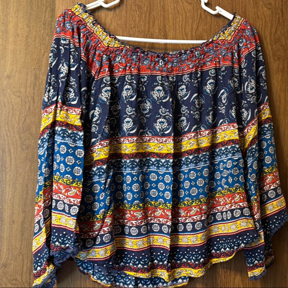 Colorful Bohemian Off-Shoulder Top - New Directions